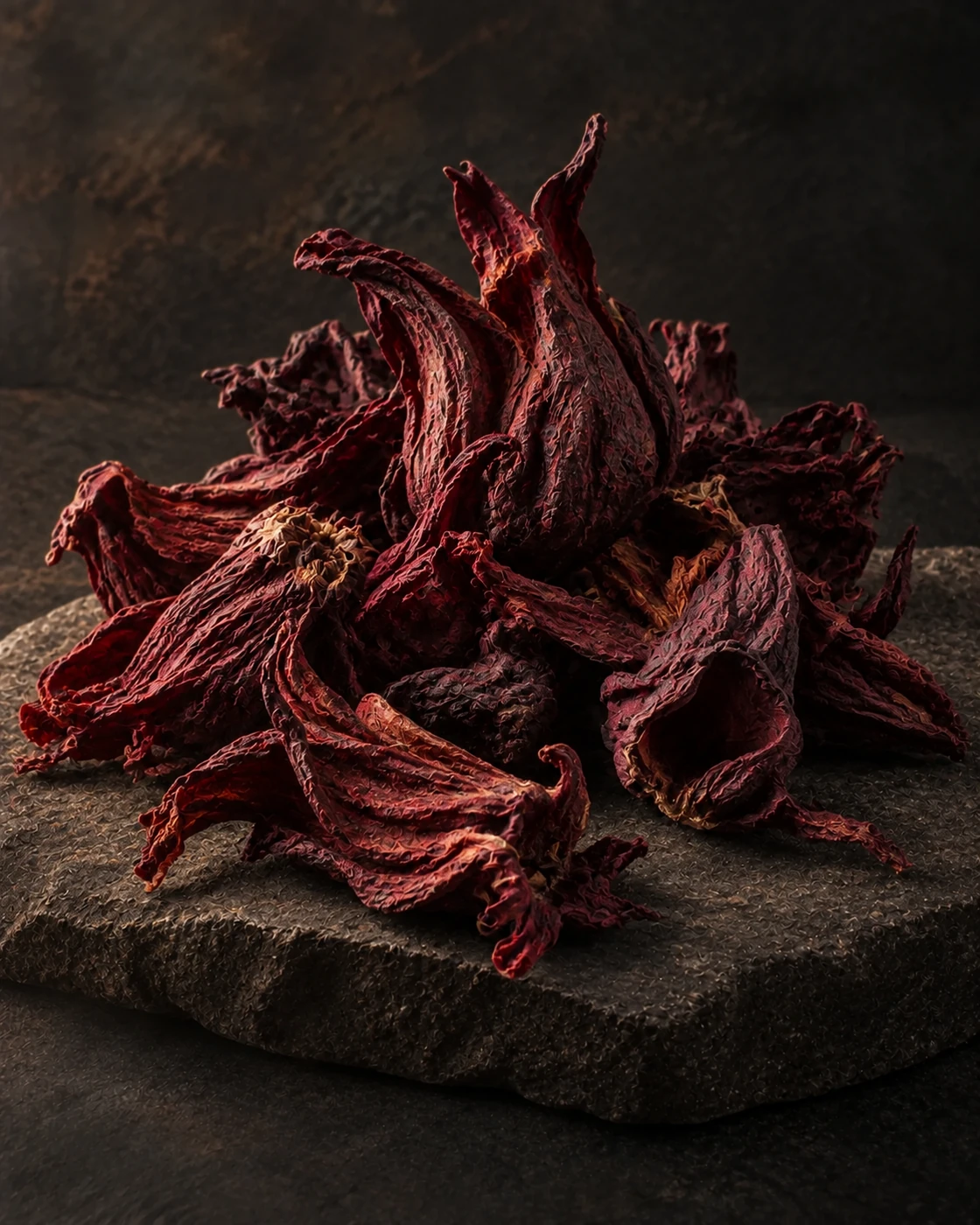 Raw Egyptian whole botanical flowers and leaves at harvest